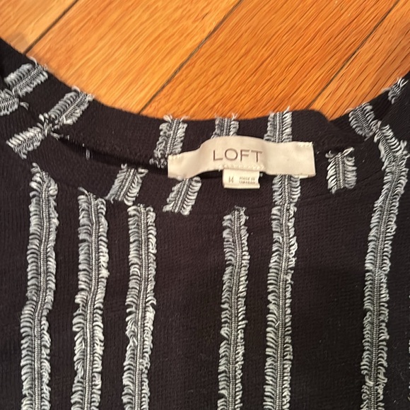 LOFT Navy & White Striped Textured Mini Dress - Picture 9 of 9